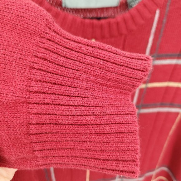 Men's Oscar de la Renta XL Ribbed Red Crew Neck Sweater 100% Cotton - Picture 15 of 16